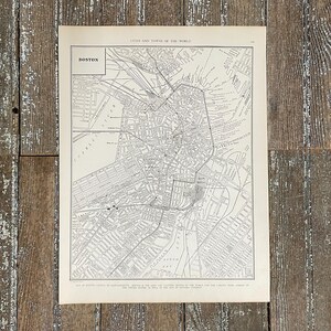 1930&#39;s Boston Stadt Karte! Massachusetts! Einweihungsgeschenk! Schwarz & Weiß Atlas City Print! Antike Landkarte! Vintage Landkarte!