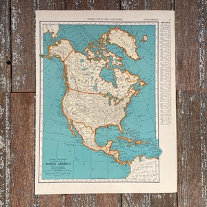 ¡Mapa de Norteamérica de los años 40! ¡Impresión de atlas! ¡Regalo de inauguración! ¡Mapa de pared antiguo! ¡Mapa vintage!