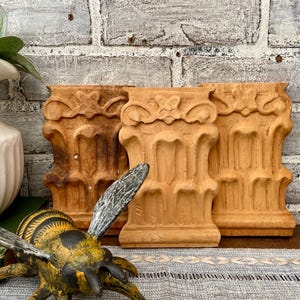 Three Classic Acanthus Column Furniture Architectural Salvage Trim! Reclaimed & Unpainted! Column Wood Trim Decor!