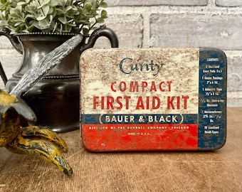 Vintage Curity First Aid Kit Box: Bauer & Black Industrial Decor