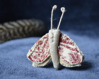 Romantic Moth Brooch Fabric Night Butterfly Unique Jewelry Reuse Textile Art