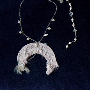 Embroided Necklace Art Neck Piece Textile Wearable Designer Jewelry
