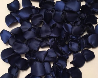 Navy Artificial Satin Wedding Rose Petals | Sweetheart Table | Wedding Aisle Runner | Bridal Flower Petals | Rustic Country Barn Wedding
