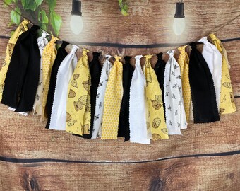 Fabric Garland/Classroom Garland/Honey Bee Baby Shower/Bumblebee Party Decor/Yellow Baby Shower/Honey Bee Garland/Party Garland