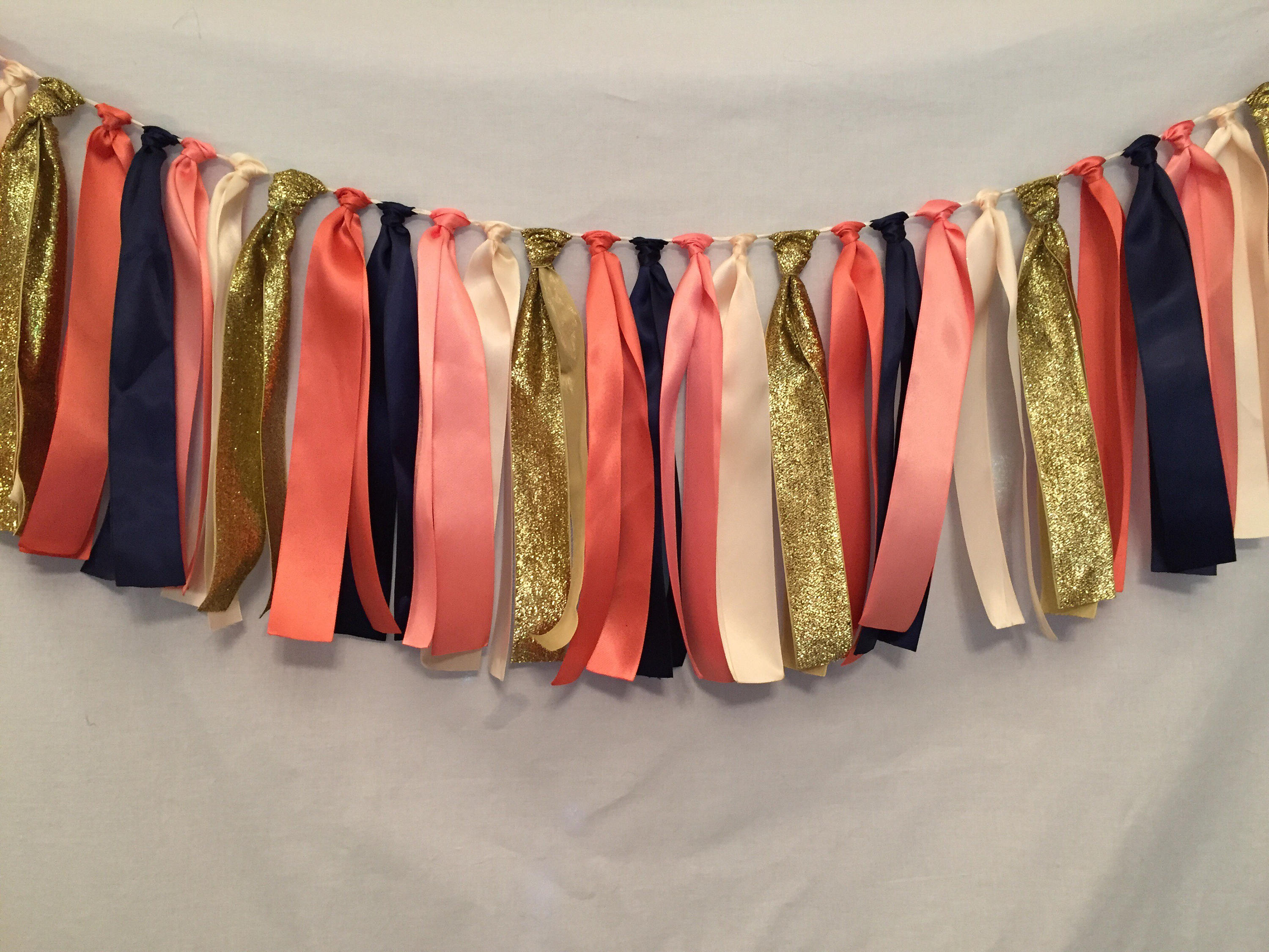 Garland/Satin Ribbon Garland/Coral Fabric Garland/Ribbon Etsy