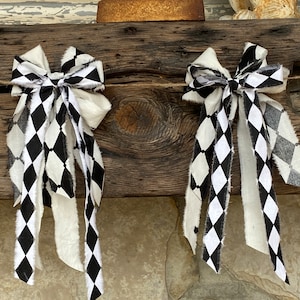 Bow Garland |Farmhouse Shabby Halloween Harlequin Garland | Halloween Mantle Decor | Christmas Harlequin Garland | Vintage Circus Garland