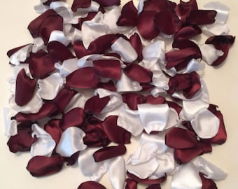 Burgundy Maroon Satin Silk Wedding Rose Petals | Artificial Marsala Rose Petals | Walkway Aisle Toss Confetti Petals | Autumn Fall Wedding