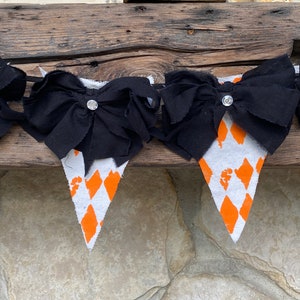 Vintage Shabby Rustic Farmhouse Halloween Harlequin Garland  Mantle Decor | Autumn Harlequin Garland Home Decor