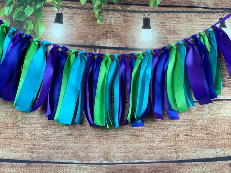Garland/Satin Ribbon Garland/Peacock Fabric Garland/Strip Tie Etsy