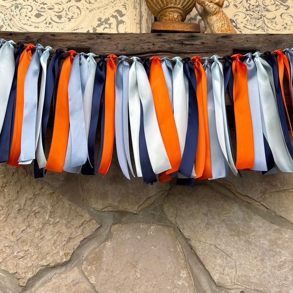 Astronaut Outer Space Themed Ribbon Garland | Blue Orange Garland | Space Themed Birthday Party Baby Shower
