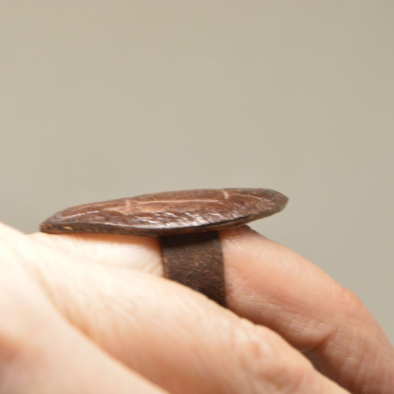 Large leather Ring geometric ovale embossed Leather jewelry
