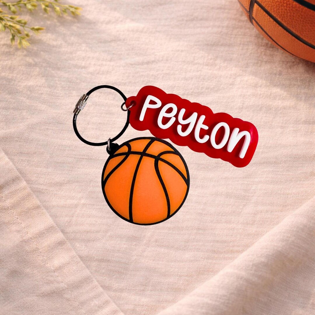 Personalized Basketball Keychain | Acrylic Name Tag, Team Gift - Etsy