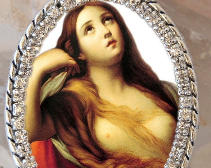 Saint Mary Magdalene Handmade Necklace Catholic Christian Religious Jewelry Medal Pendant