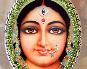 Goddess Parvati Handmade Necklace Hindu Jewelry Medal Pendant