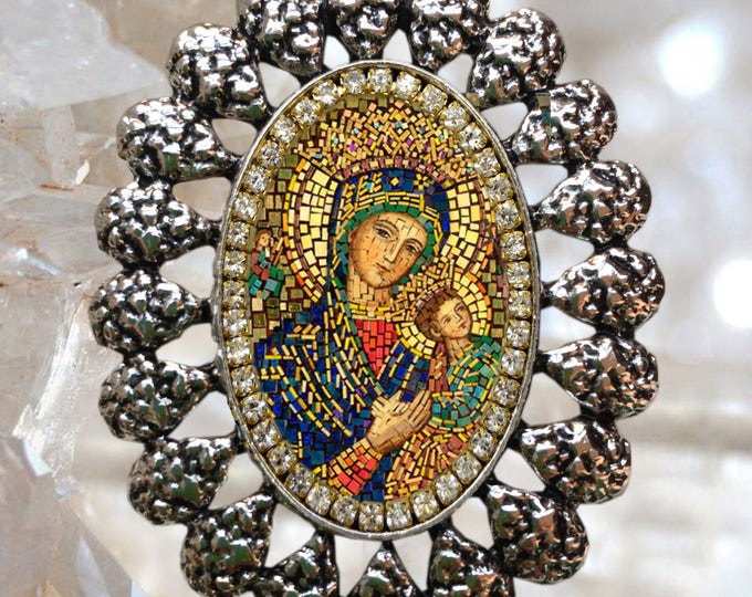 Our Lady of Perpetual Help Handmade Necklace Catholic Christian Religious Jewelry Medal Pendant Our Lady of Perpetual Succour Theotokos