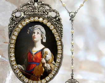 Saint Cecilia Rosary - Patronin der Musiker und Dichter - Handgemachter Schmuck Medaille Anhänger