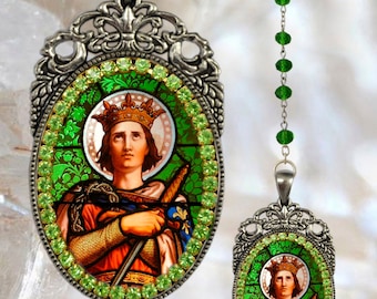 Louis IX King of France - Saint Louis - Rosary Handmade - Catholic Christian Religious Jewelry Medal Pendant