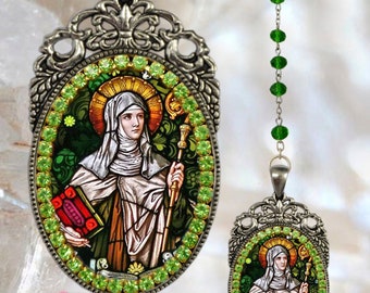 Saint Gertrude of Nivelles The Great  Gertrude the Great / Saint Gertrude of Helfta ~Rosary - Patroness of West Indies Handmade Catholic