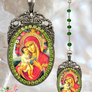 Our Lady of Pompeii Rosary - Handmade Catholic Christian Religious Jewelry Medal Pendant
