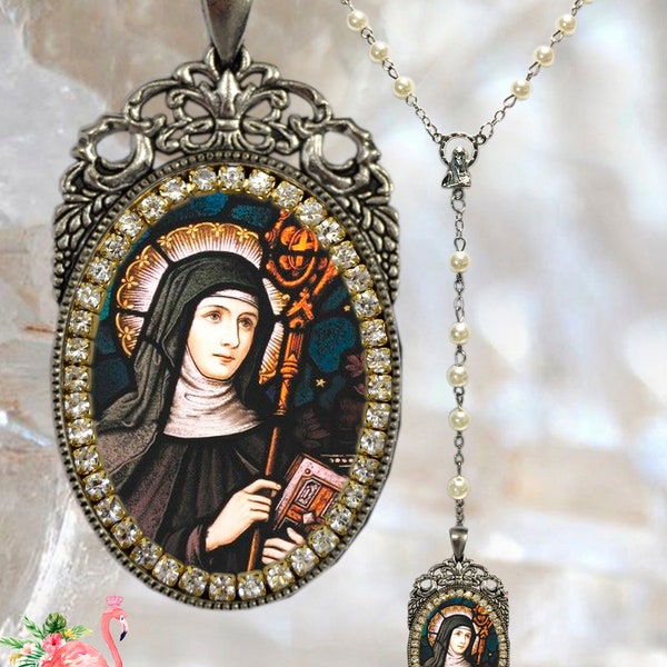 Saint Gertrude of Nivelles The Great  Gertrude the Great / Saint Gertrude of Helfta ~Rosary - Patroness of West Indies Handmade Catholic