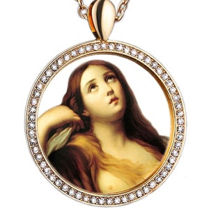 Heilige Maria Magdalena ketting - Rhodium & Zirkonia&#39;s