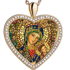 Perpetual Help Necklace, Patron Saint of Women in Childbirth, Spain and United States, Christian jewelry, Catholic religious pendant gif