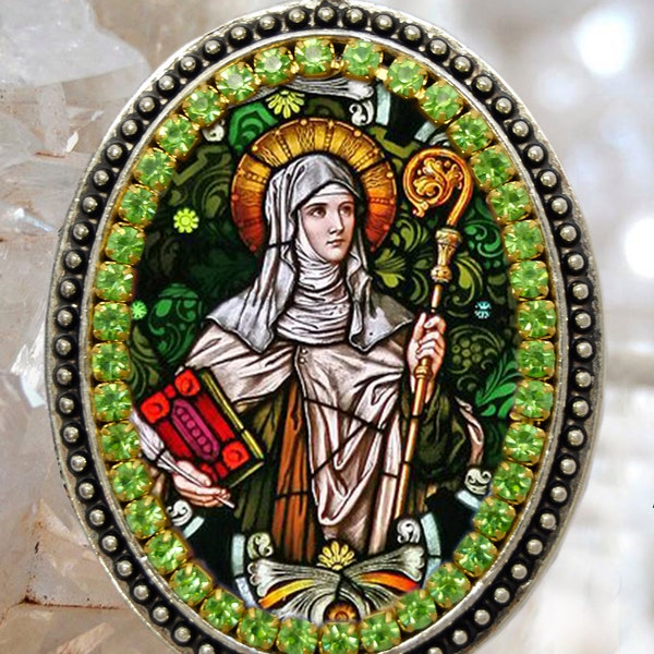 Heilige Gertrudis van Nijvel de grote ketting handgemaakte katholieke christelijke religieuze sieraden medaille hanger