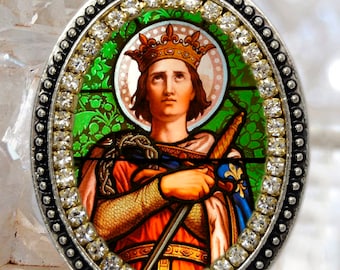 Saint Louis King of France Handmade Necklace Catholic Christian Religious Jewelry Medal Pendant