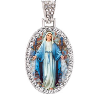 Maria, Mittlerin aller Gnaden, Göttliche Beschützerin, christliche Andachtskette, Mutter-Maria-Anhänger, Medaille der Heiligen Jungfrau Maria, katholischer Schmuck