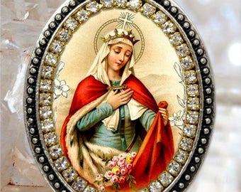 Saint Elizabeth of Hungary Necklace Catholic Christian Religious Jewelry Medal Pendant Saint Elizabeth of Thuringia