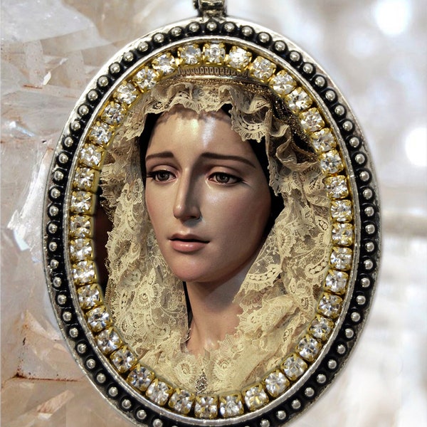 Collana di Santa Maria de La Estrella Vélez Malaga, Virgen De La Estrella Christian Religious gioielli collana medaglia