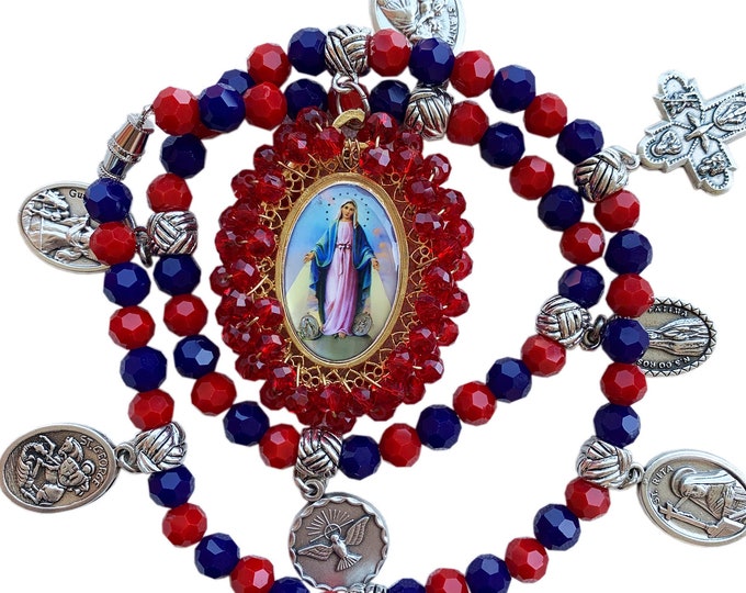UNIQUE Our Lady Mediatrix  Necklace with St. Michael; Holy Spirit; St. Rita Cascia; Lady of Fatima; St. George; St. Anthony; Guardian Angel
