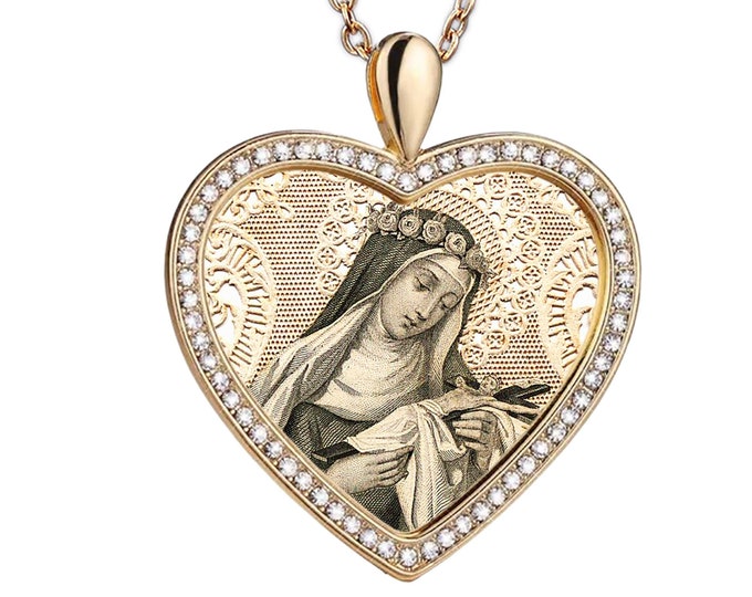 Featured listing image: Divine Love Heart Necklace - Saint Rose of Lima Enshrined Pendant
