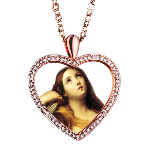 Mary Magdalene Heart Necklace- Patroness of Contemplative Life; Hairdressers; People Ridiculed for their Piety & Women