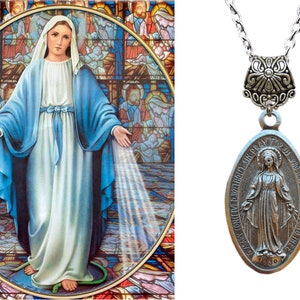 Medaille Maria, Mittlerin aller Gnaden, Göttliche Beschützerin, christliche Andachtskette, Mutter-Maria-Anhänger, Medaille der Heiligen Jungfrau Maria, katholisch