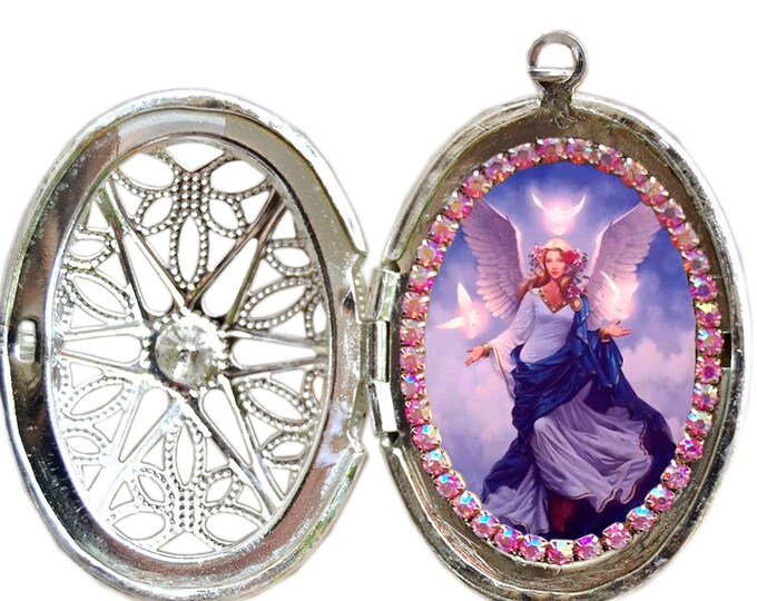 Guardian Angel Stainless Steel  Locket - Necklace