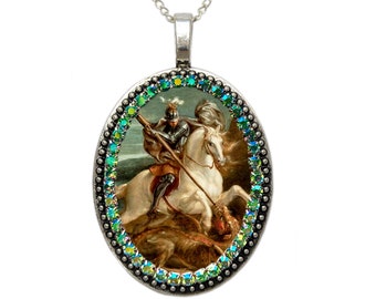 St. George With the Dragon Necklace - Symbol of Courage and Triumph