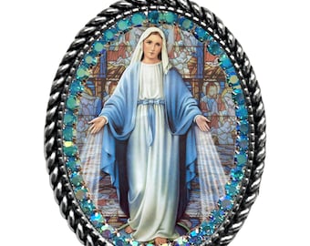Mediatrix of All Grace Necklace, Divine Protector, Christian devotional necklace, Mother Mary charm, Blessed Virgin Mary medal, Catholic