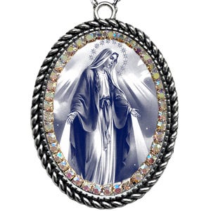 Unsere Liebe Frau, Mittlerin der Gnade; Herzkette, Göttlicher Beschützer, christliche Andachtskette, Mutter-Maria-Anhänger, Medaille der Heiligen Jungfrau Maria