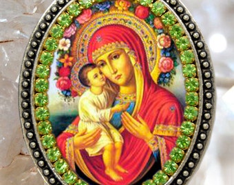 Our Lady of Pompeii  Handmade Necklace Catholic Christian Religious Jewelry Medal Pendant