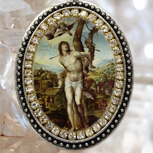 Saint Sebastian, Handmade Charm Necklace Catholic Christian Religious Jewelry Medal Pendant