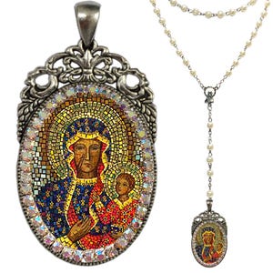 Black Madonna of Czestochowa Rosary, Patroness of Poland, Our Lady of Czestochowa, Black Virgin Mary, African Madonna and Jesus, Polish Mary