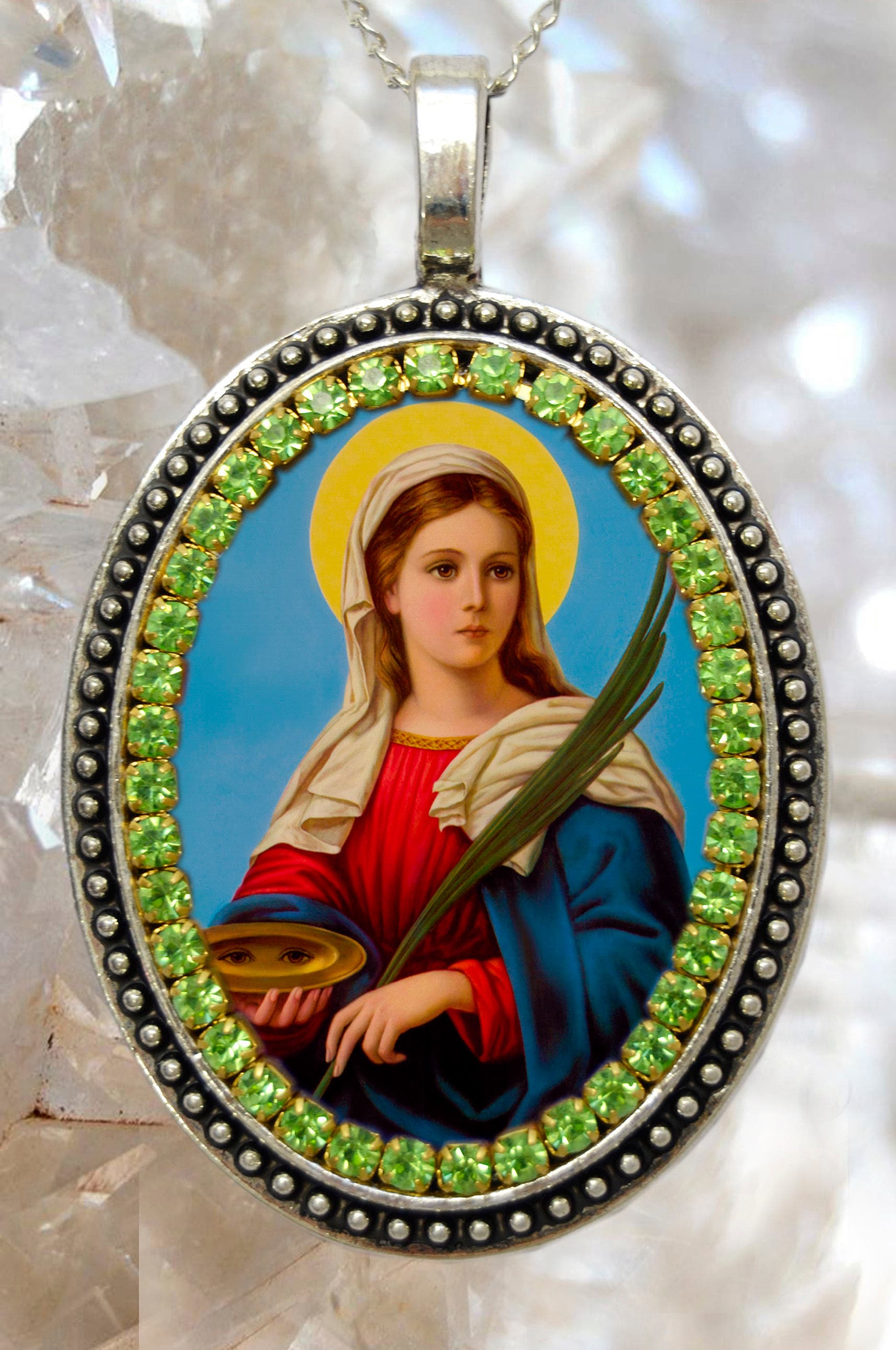Saint Lucy Patron Saint of Blindness Handmade Necklace Catholic