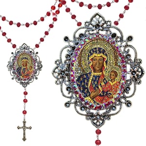 Black Madonna of Czestochowa Rosary, Patroness of Poland, Black Madonna pendant, Madonna and Child, Christian necklace, religious Rosary