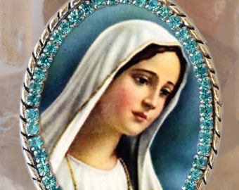 Immaculate Heart of Mary Handmade Necklace Catholic Christian Religious Jewelry Medal Pendant