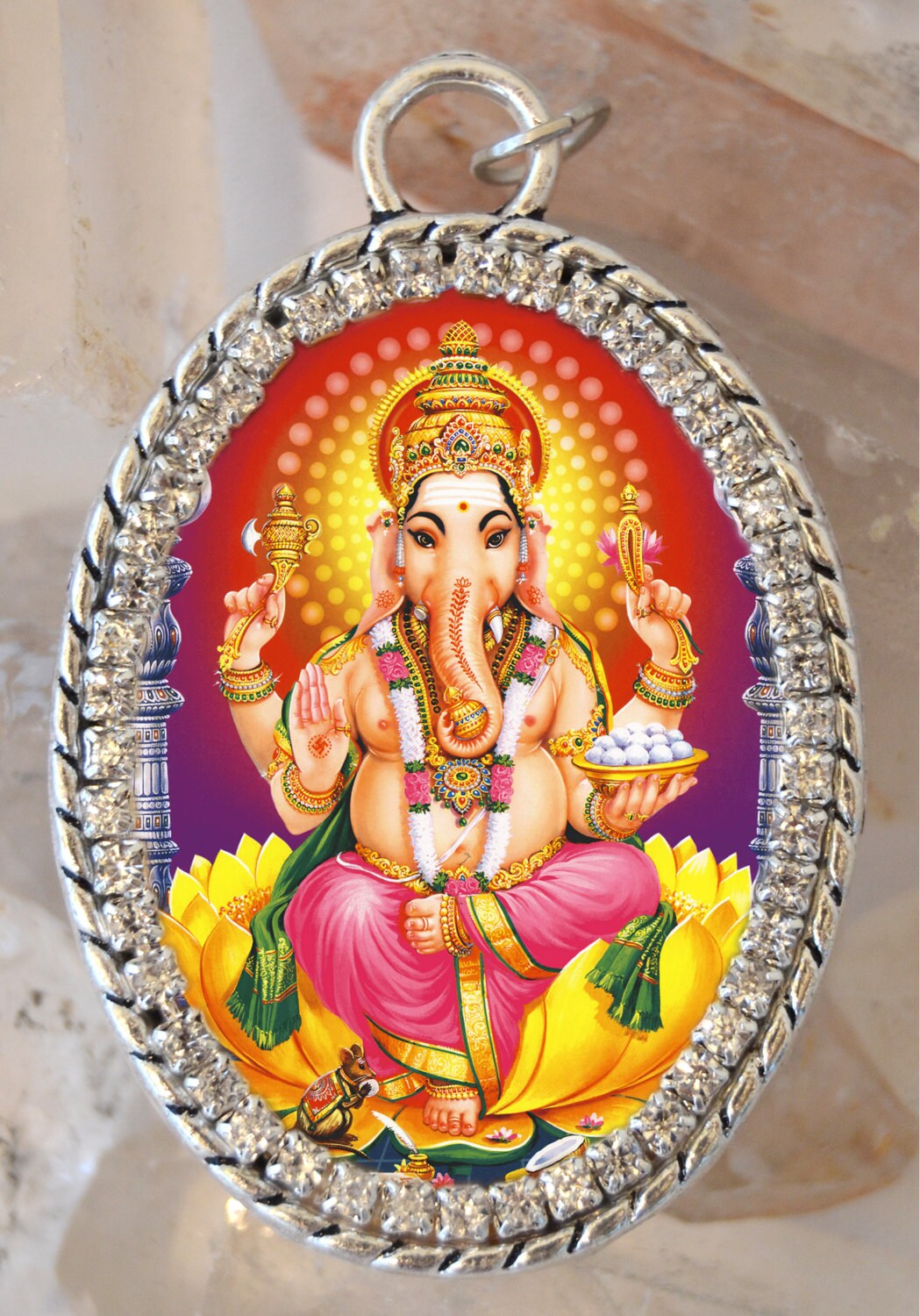 Lord Ganesha or Ganesh Chatutthi or Ganesh Handmade Necklace Hindu Indian Charm Jewelry Medal