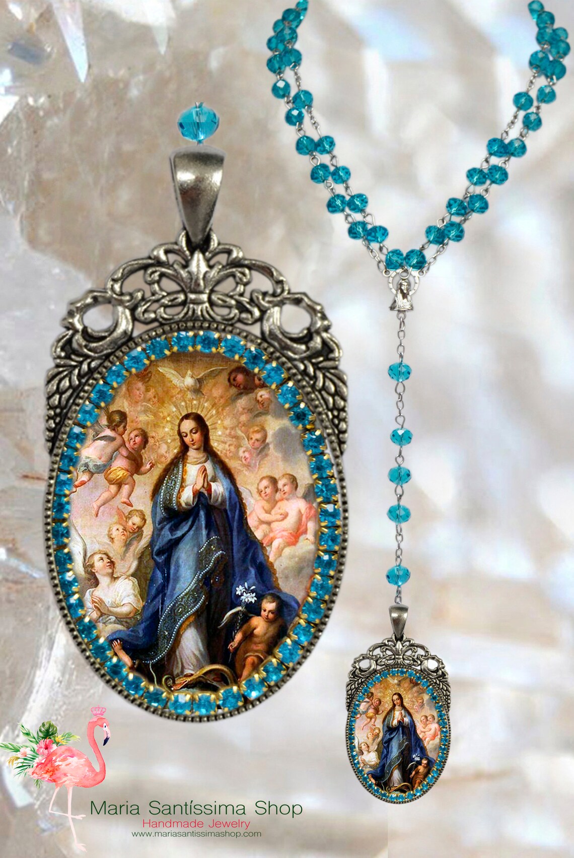 Immaculate Conception Rosary of Mary Handmade Necklace image 0