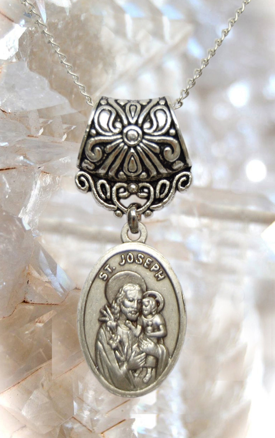 St. Joseph Necklace Catholic Christian Religious Jewelry Medal Pendant