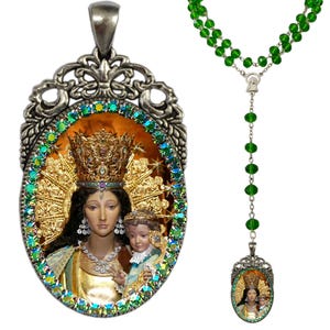 Rosario de Nuestra Señora de los Desamparados; Colgante de la Virgen de los Desamparados; Regalo católico para los abandonados; Protector de los enfermos y olvidados