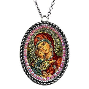 Perpetual Help Necklace, Patron Saint of Women in Childbirth, Spain and United States, Christian jewelry, Catholic religious pendant gif